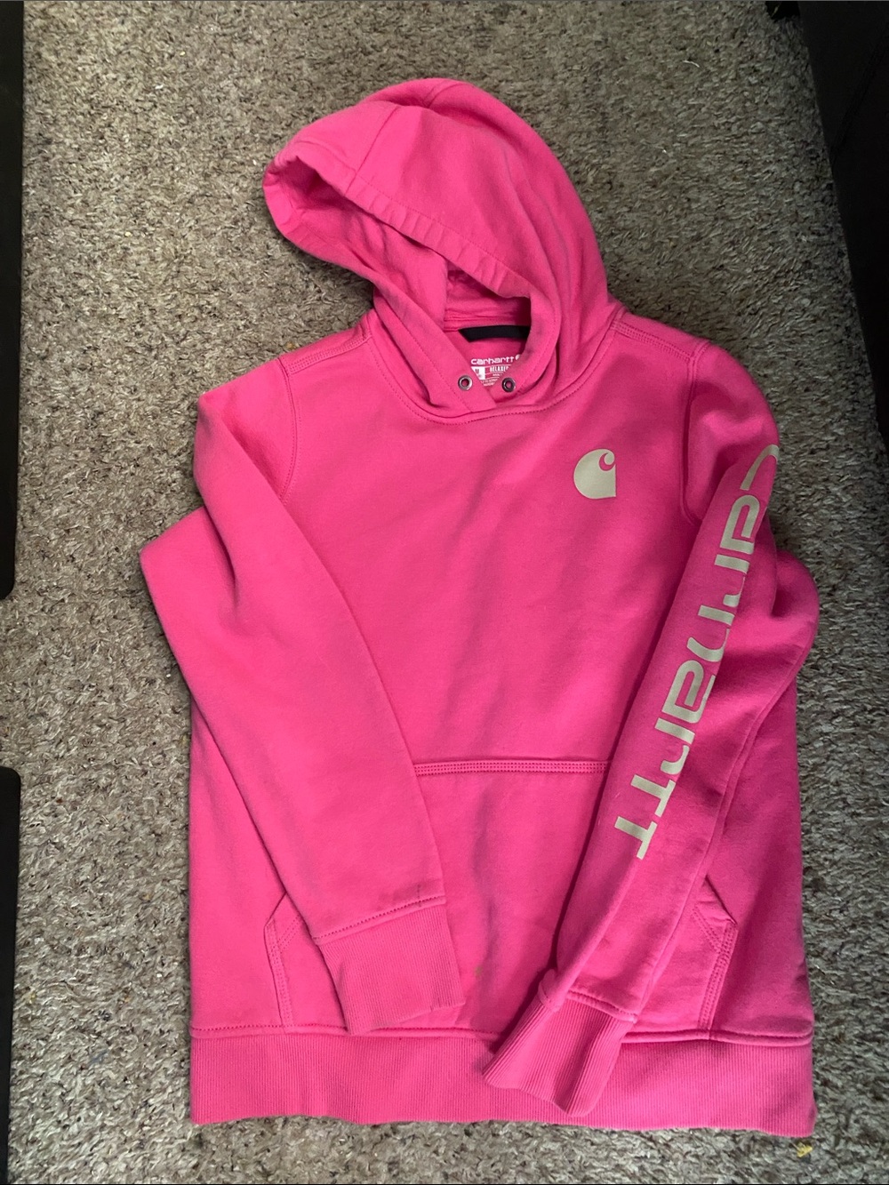 Carhartt Hot Pink Hooded Sweatshirt with Sleeve Logo